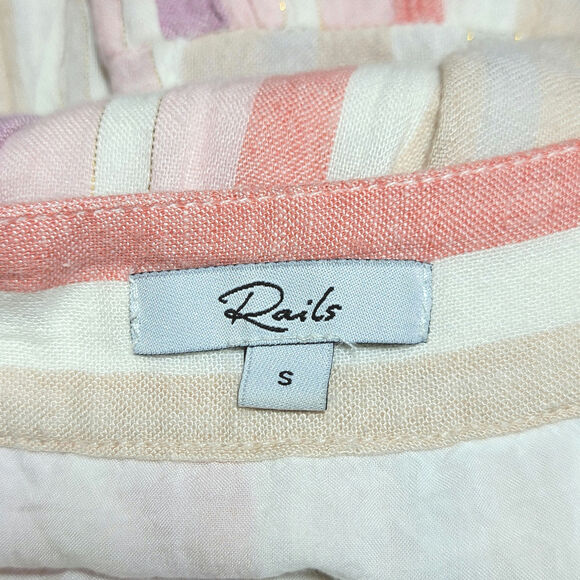 Rails Amaya Tiered Midi Dress Juliette Stripe Sleeveless Pastel Rainbow Boho S - Picture 14 of 16